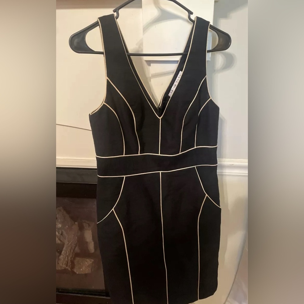 Trina Turk black dress with white trim